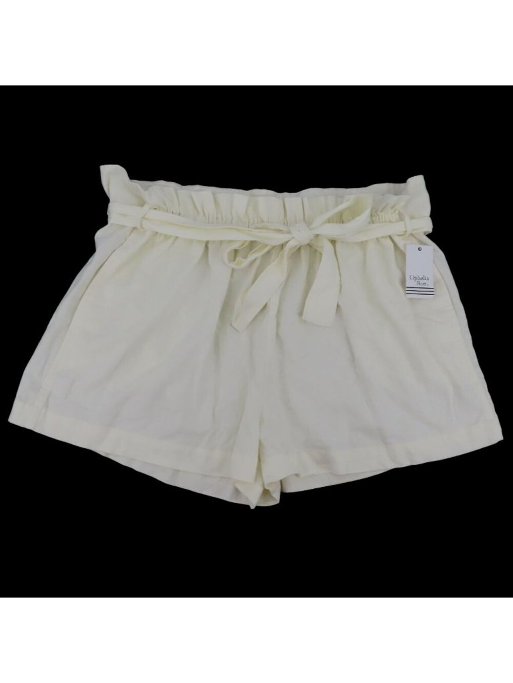 Ophelia Roe Womens Plus Size 3X White Ivory Linen Blend Paper Bag Shorts NEW